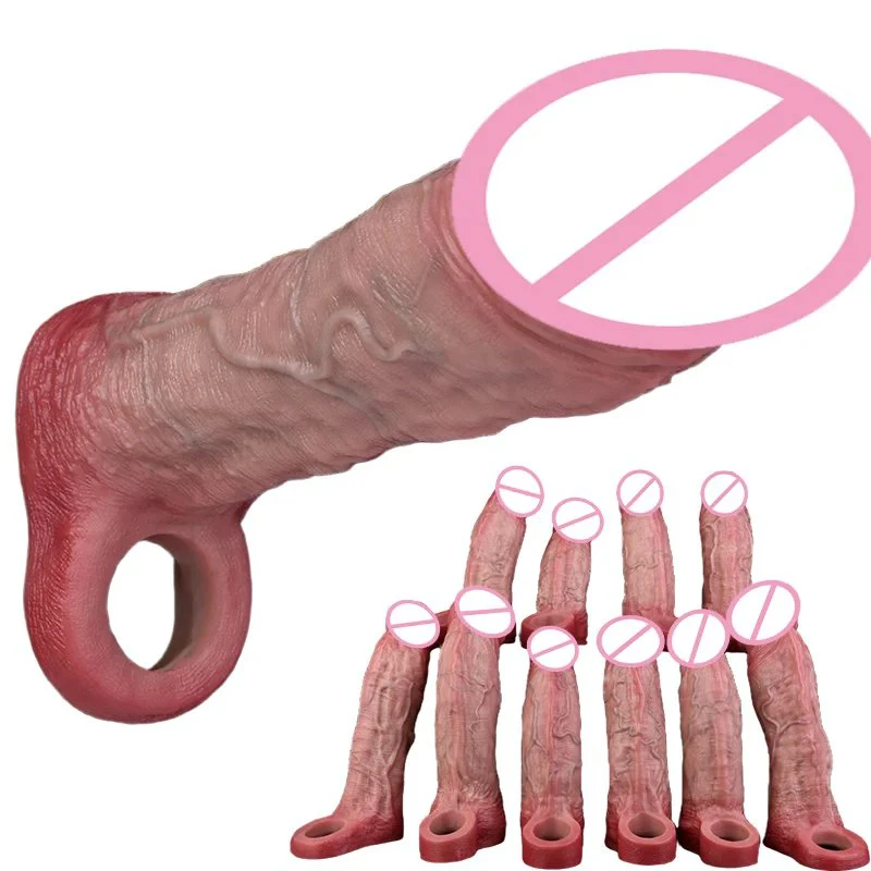 Multi-Types Skin Touch Hollow Dildo Silicone Male Dick Extender Realistic Delay Ejaculation Sex Toys for Men Couple Sex