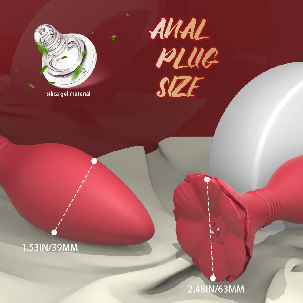 Flower-Patterned Vibrating Butt Plug Anal Sex Toy for Couples and Individuals
