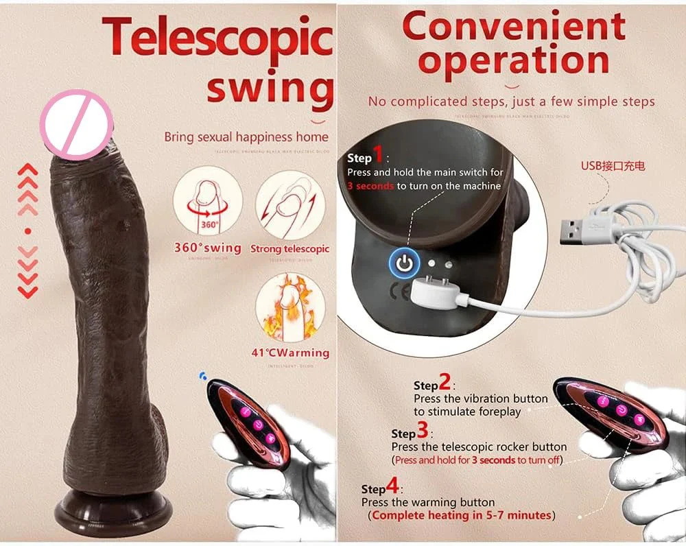 Realistic Big Dildo Vibrator Heating Function Remote Control G-Spot Stimulator Silicone Thrusting Vibrating XXL Dildo for Women