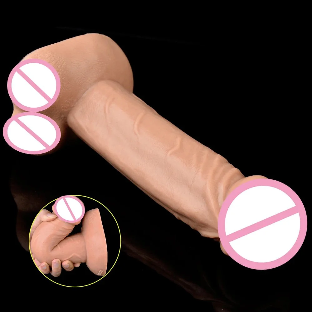 20.5cm Huge Realistic Dildos Soft Silicone Fantasy Sex Products Round Head Penis With Belt