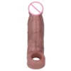 Silicone Realistic Penis Sleeve With Foreskin Head Reusable Condoms Cock Rings Extender Male Sex Toys Dick Enlarger