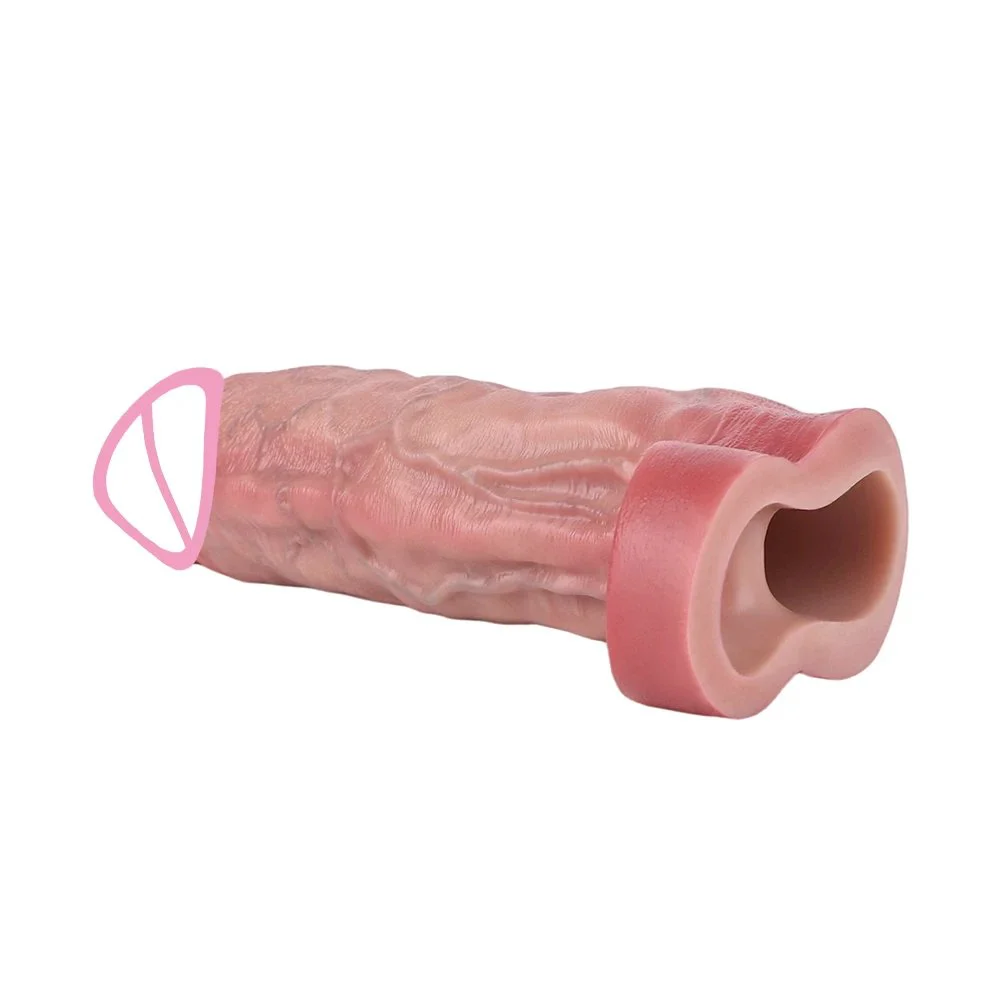 Simulated Silicone Material Vibrating Penis Sleeve Suitable for Male Penis Extender Enhanced Sensation Vibrating Penis