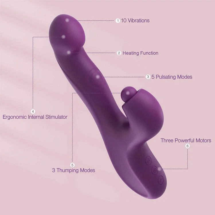 Double Points Thumping Vibrator Clitoral Stimulation Rabbit Massage Stick Women Masturbation