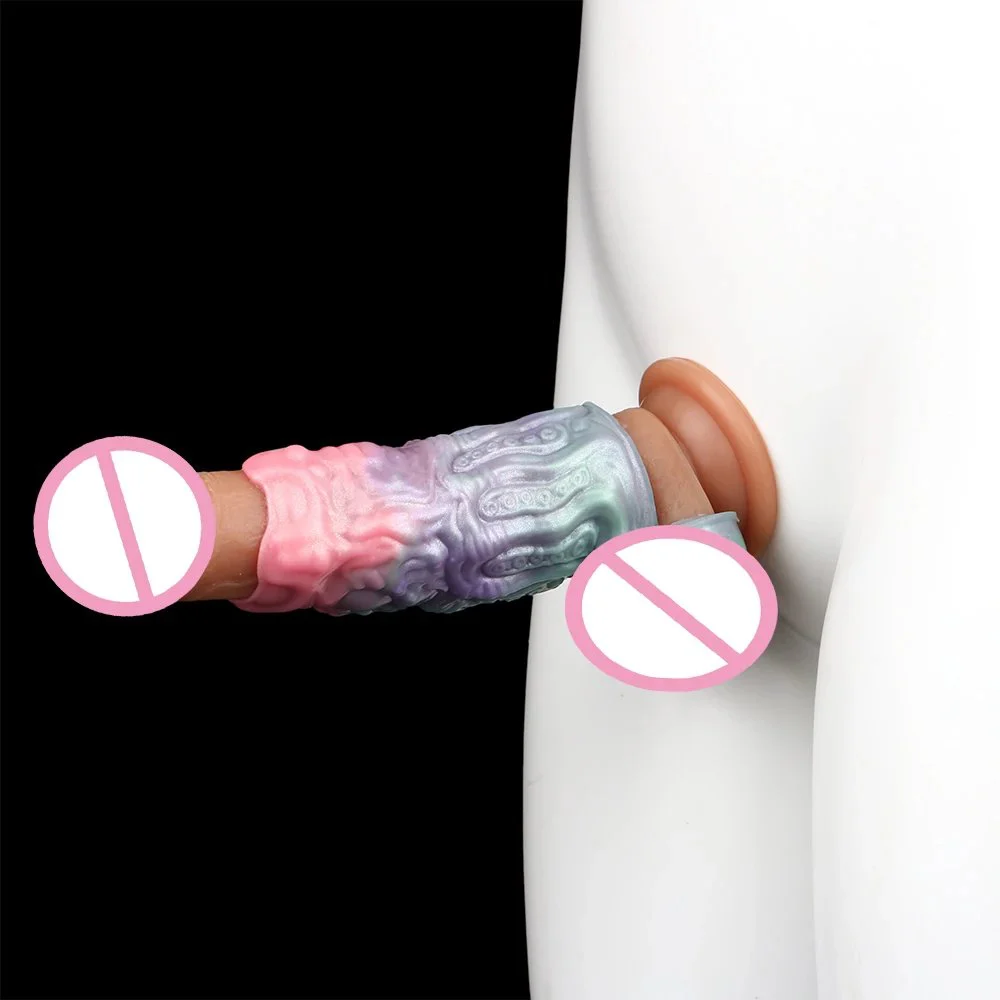 Soft Monster Modeling Penis Sleeve with Extender and Enlarger Enhancing Erection G-spot Dildo Sleeve for Men Sex Life