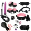 12PCS Erotic Bondage Kit With Sex Toys for Couple Beginner Slave Nylon Plush BDSM Sex Bondage Set