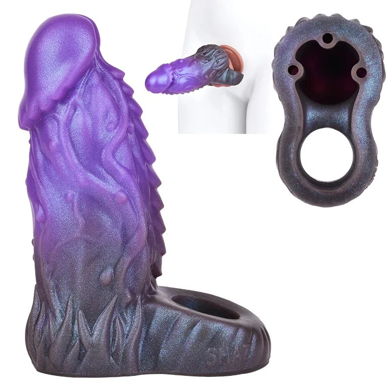 Silicone Realistic Monster Cock Sleeve Girth Enhancer for Men Reusable Pennis Sleeve Girth Enhancer Pennis Sleeve