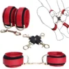 2 Sets of Matching BDSM Handcuffs + Ankle Cuffs Body Restraint Bondage Toys Soft Leather Material Adult Toys