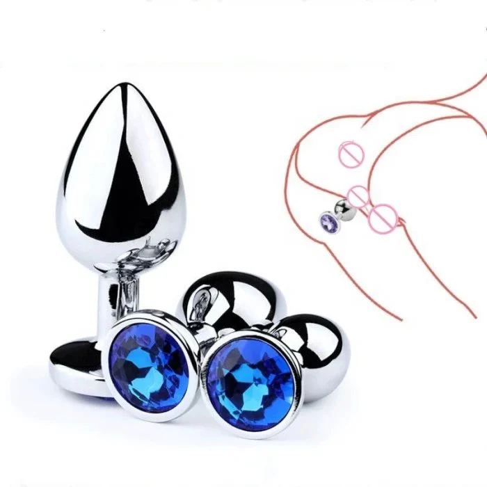 Sex Toys Stainless Steel and Silicone Metal Butt Plug Expander with Jewelry Anal Plug Set