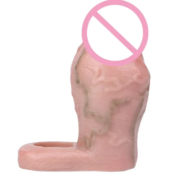 Reusable Penis Sleeve Extender Thick Realistic Cock Sleeve Condom Enlarger for Men
