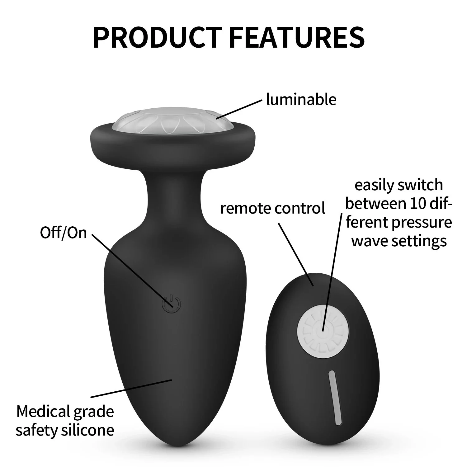 Remote Anal Plug Colorful Light Butt Plug for Women Sex Toys for Men Plug Anal Vibrator Adults Sex Toys Buttplug