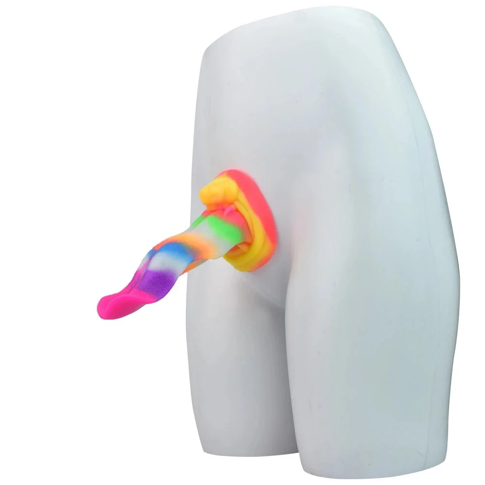 Colorful Thick Wolf Tongue Anal Plug Sex Toys Suction Cup Anal Expand and Dildo Stimulator Masturbation Sex Toy for Adult