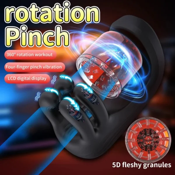 9 Vibration Rotation and Suction Modes USB Rechargeable Waterproof Masturbation Cup for Female Adult LED Display Screen Sex Toy
