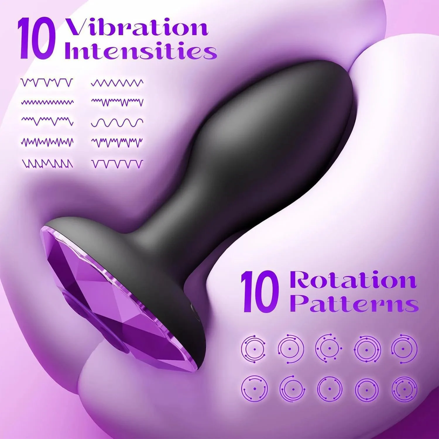 Wireless Remote Control Rotating & Vibrating Prostate Massager with Diamond Anal Plug Male Anal Toy