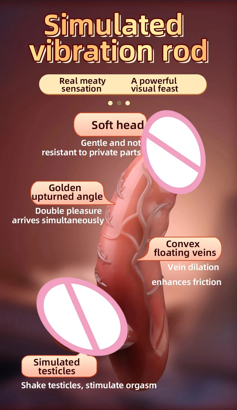 Ergonmically Designed Realistic Silicone Vibrator Heating Dildo Vibration Rod Sex Toys Anal Plug for Women