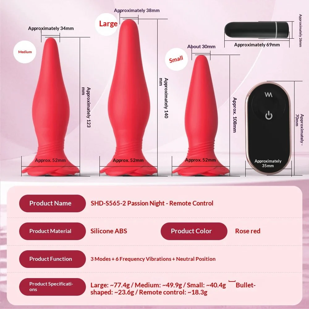 Rose anal plug set for adult use, anal vibrator, anal plug stick, anal plug toy