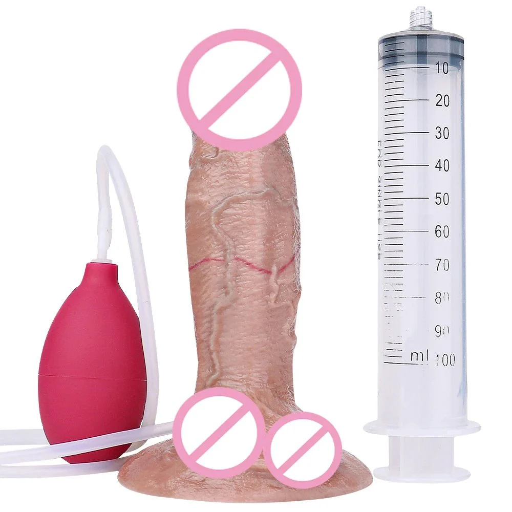 Soft Realistic Dildo Ejaculating Squirting Penis Adult Strong Suction Cup Sex Toys for Women Female Masturbation Big Dick