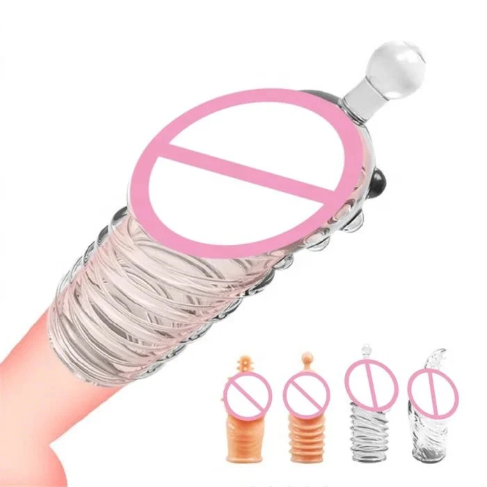 Reusable OEM Brand Penis Sleeve Extender Realistic Condom Extension Sex Toy for Men Cock Enlarger Condom Sheath Delay Model