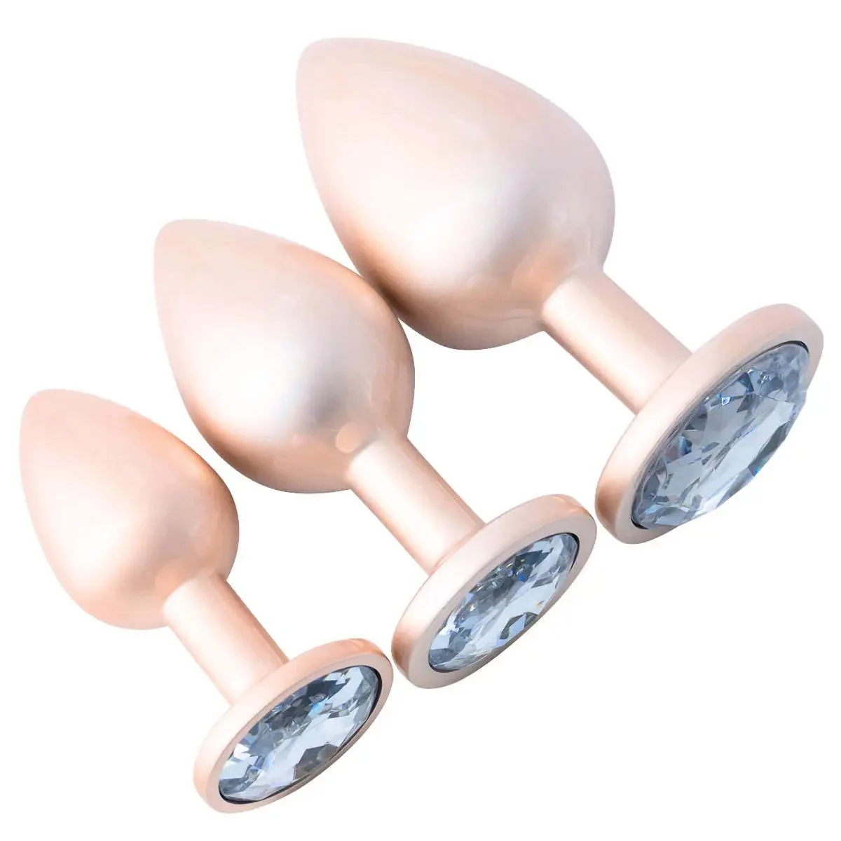 Fashionable Aluminium Alloy Butt Plug Men and Women's Adult Anal Sex Toys with Heart Crystal Various Colors