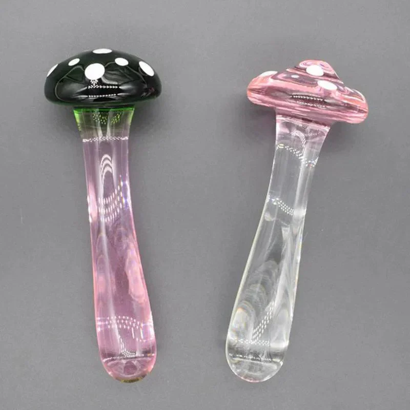 Glass Crystal Transparent Mushroom Anal Plug Butt Pleasure Funny Adult Toys