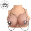 Adjustable Metal Chain Nipple Clamp Harness with Pendant for Couples Bondage Play