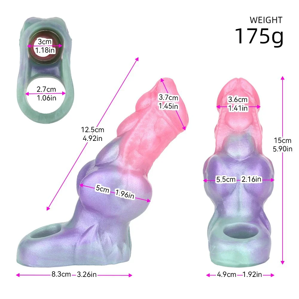 Reusable Soft Galactic Charm Penis Sleeve with Extender and Enlarger Enhancing Erection Dildo Sleeve for Men Cock Bondage