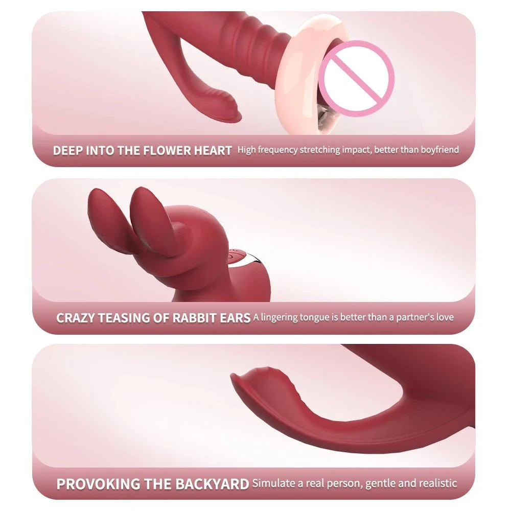 Gelance Rabbit Retractable Vibrator Three-point Vibration Sex Toys Adult for Women Vagina Vibrator