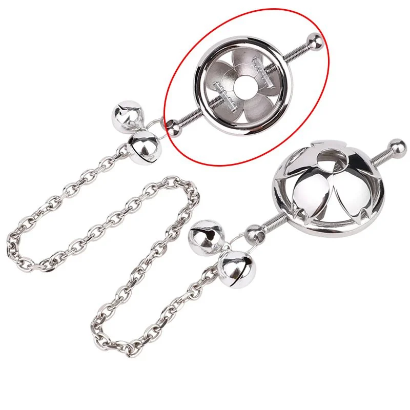 Adjustable Metal Nipple Clamps Heavy Nipple Stimulator Women Beginner Breast Sex Toys with Leather Pearl Chain