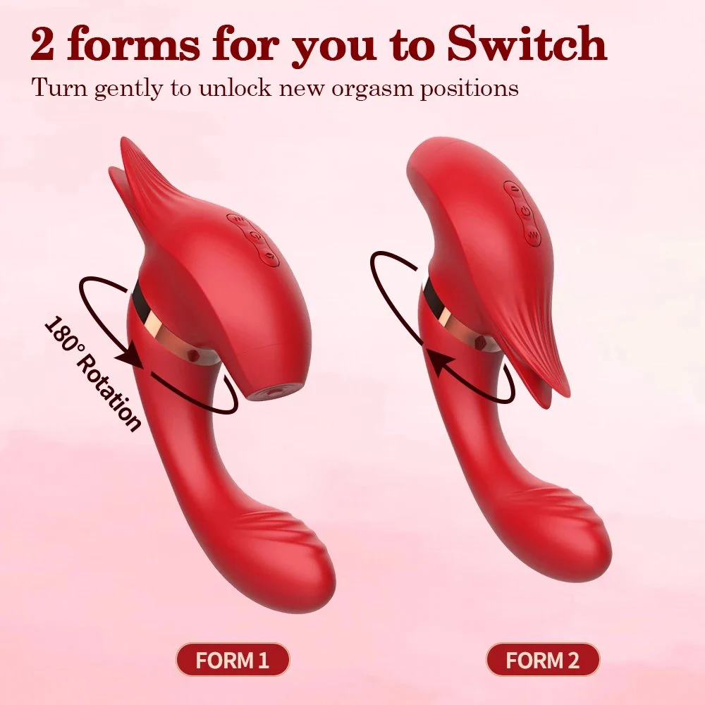 Gelance 3-in-1 Silicone Rabbit Vibrator Dildo TPE Clitoris Licking Thrusting Adult Toys for Women Licking & Sucking Features