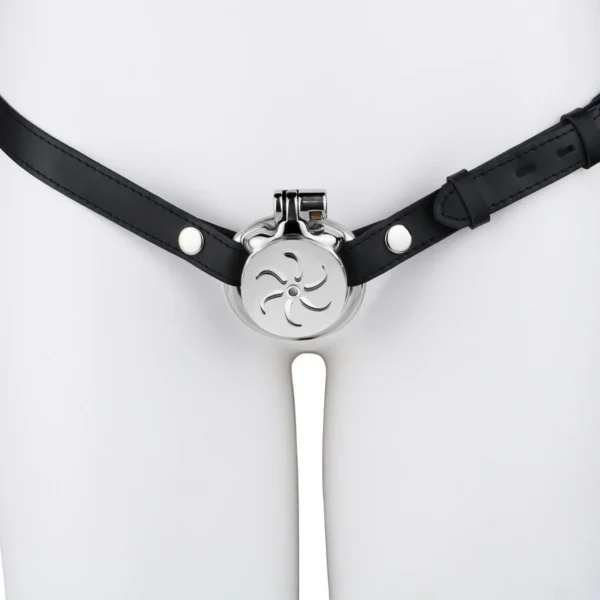 Stainless Steel Wearable Male Chastity Cage with Built-in Catheter, Stimulating Sensation SM Bondage Penis Cage Sex Toy