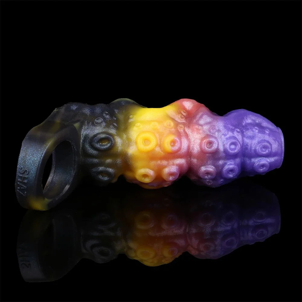Soft Silicone Open Penis Enlargement Sleeve Allure Blaze Fantasy Monster Dildo Male Penis Extender Sex Toys
