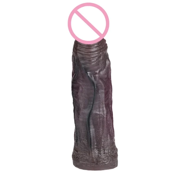 Super Soft Realistic Black Penis Sleeve Cock Ring Male Dick Enlargement Sex Toys Reusable Hollow Dildo Condom
