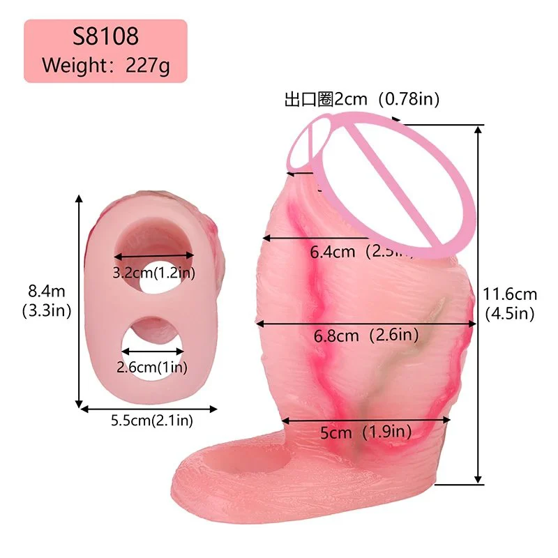 Pinkish White Penis Sleeve Extender Reusable Condoms for Penis Sleeve Enlargement Funny Delay Condom