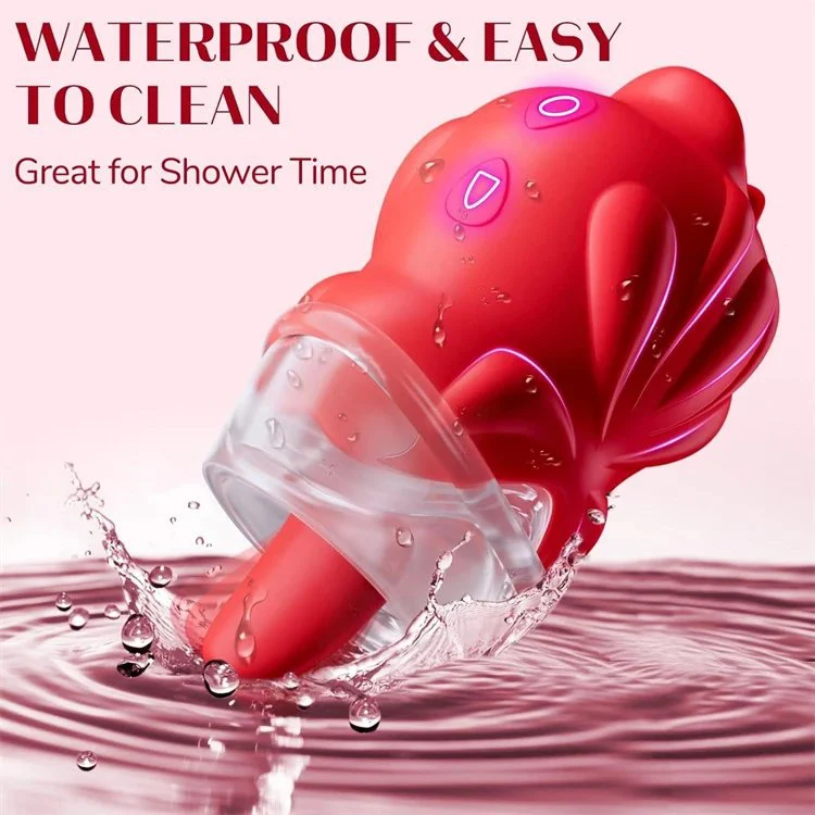 Rose Shape Breast Nipple Tongue Licking Sucking Clitoral Stimulation Vibrator Sex Toy for Women