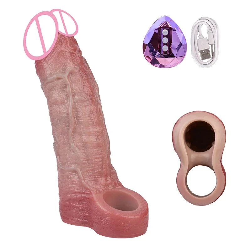 Vibrating Wearable Penis Condom Safe Silicone Material Male Penis Extender Effective Penis Enlargement Suitable