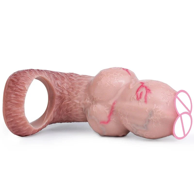 Male Silicone Penis Extender with Dog Knot Design Available in Closed-tip and Open-tip Versions As an Adult Novelty Toy