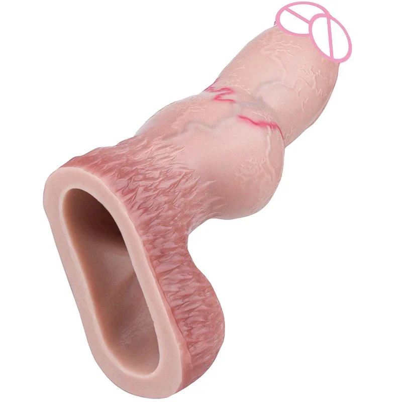 Realistic Dog-Knot Design Male Penis Extender 2 Sizes Available -Open and Closed Ends Medical-Grade for Lifelike Experience
