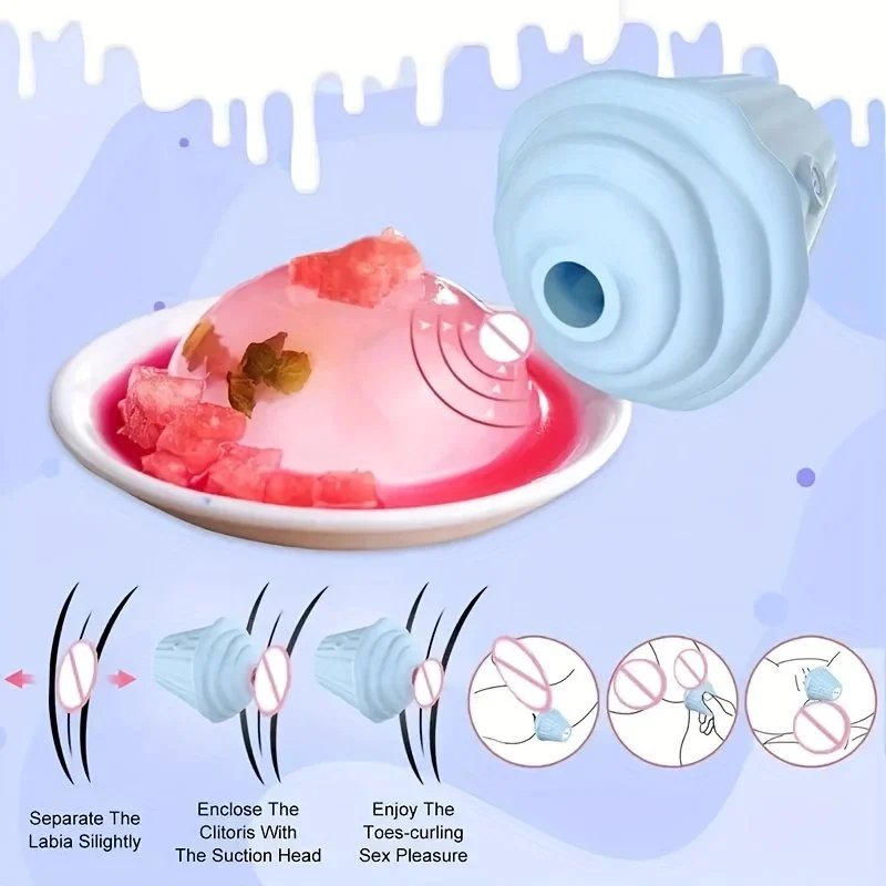 Couples Mini Vibrator Clitoral Anal Stimulation Ice Cream Sucking Cake Adult Nipple Suction ABS+Silicone IPX7 Vibrating