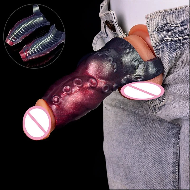 Monster Alien Penis Sleeve Fantasy Cock Extender Sleeve Penis Silicone Cock Ring Penis Enlarger for Go-Long Stamina