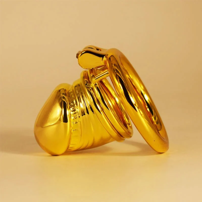Total High 68mm 304 Stainless Steel Gold Plated Sex Product Adult Man Sex Toy Chastity Device for Male Penis
