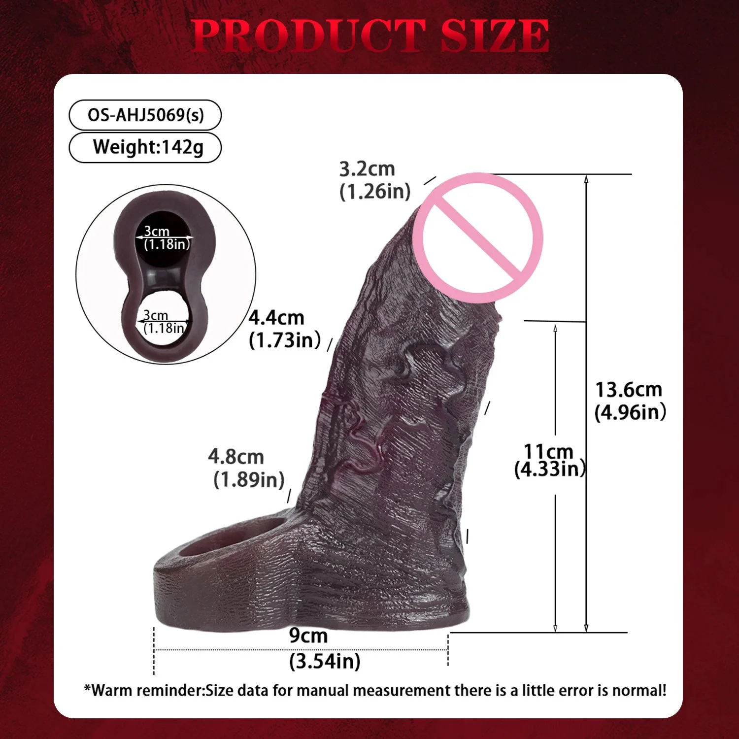 Realistic Black Penis Sleeve Extender Soft & Stretchable Silicone Cock Sleeve for Men,Couples Sex Toys