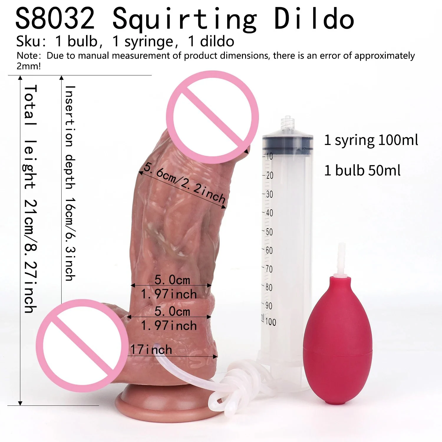 16cm Flirting Sex Toys with Bulb and Injector Accessories Suction Cup Squirting Dildos