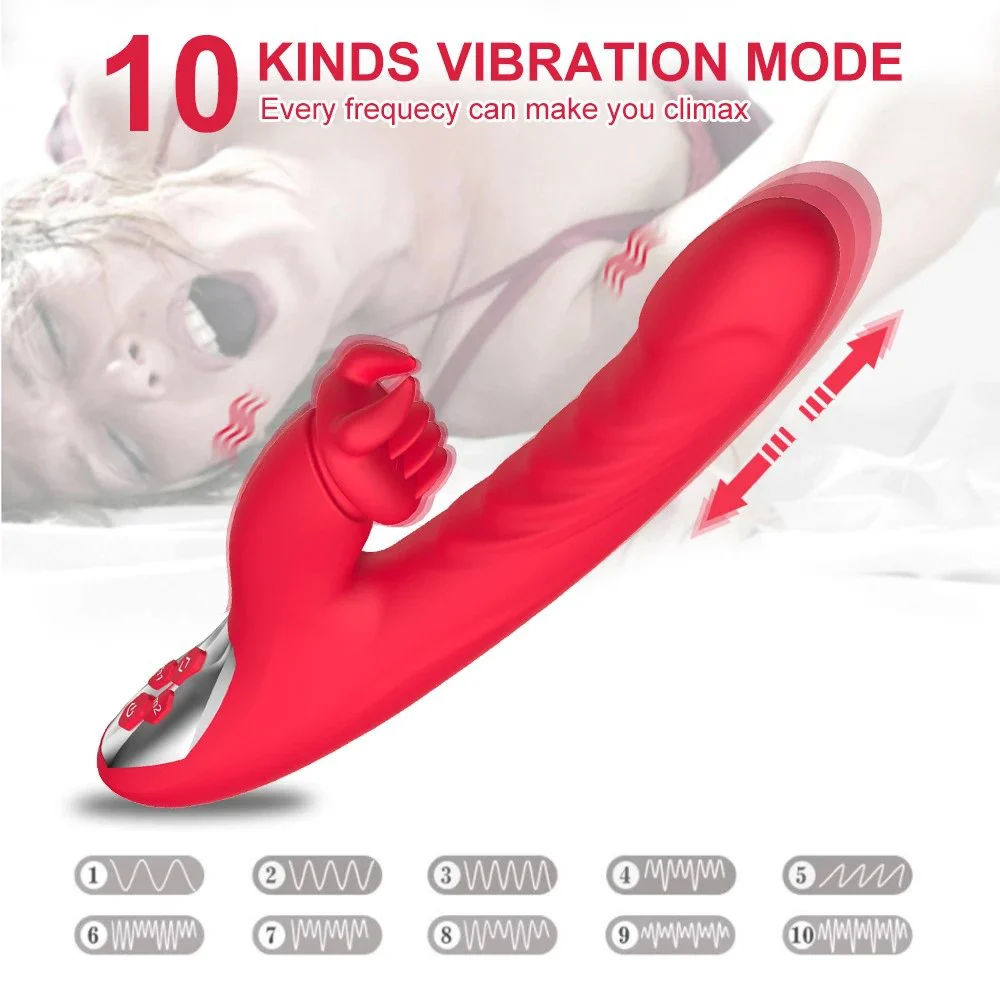 G Spot Clitoris Stimulator Rabbit Vibrator for Women Vagina Nipple Massager Powerful Telescopic Dildo Silent Adults Sex Toy