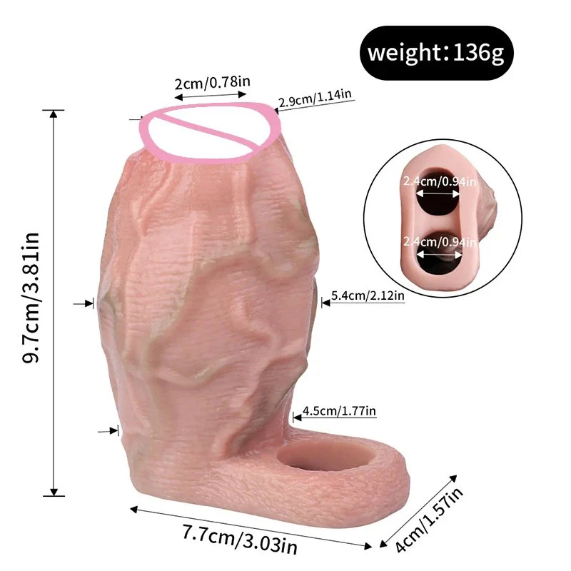 Silicone Big Male Cock Cover Realistic Hollow Dildo With Anti-drop Stretchable Penis Sleeve Extender for Men Toys