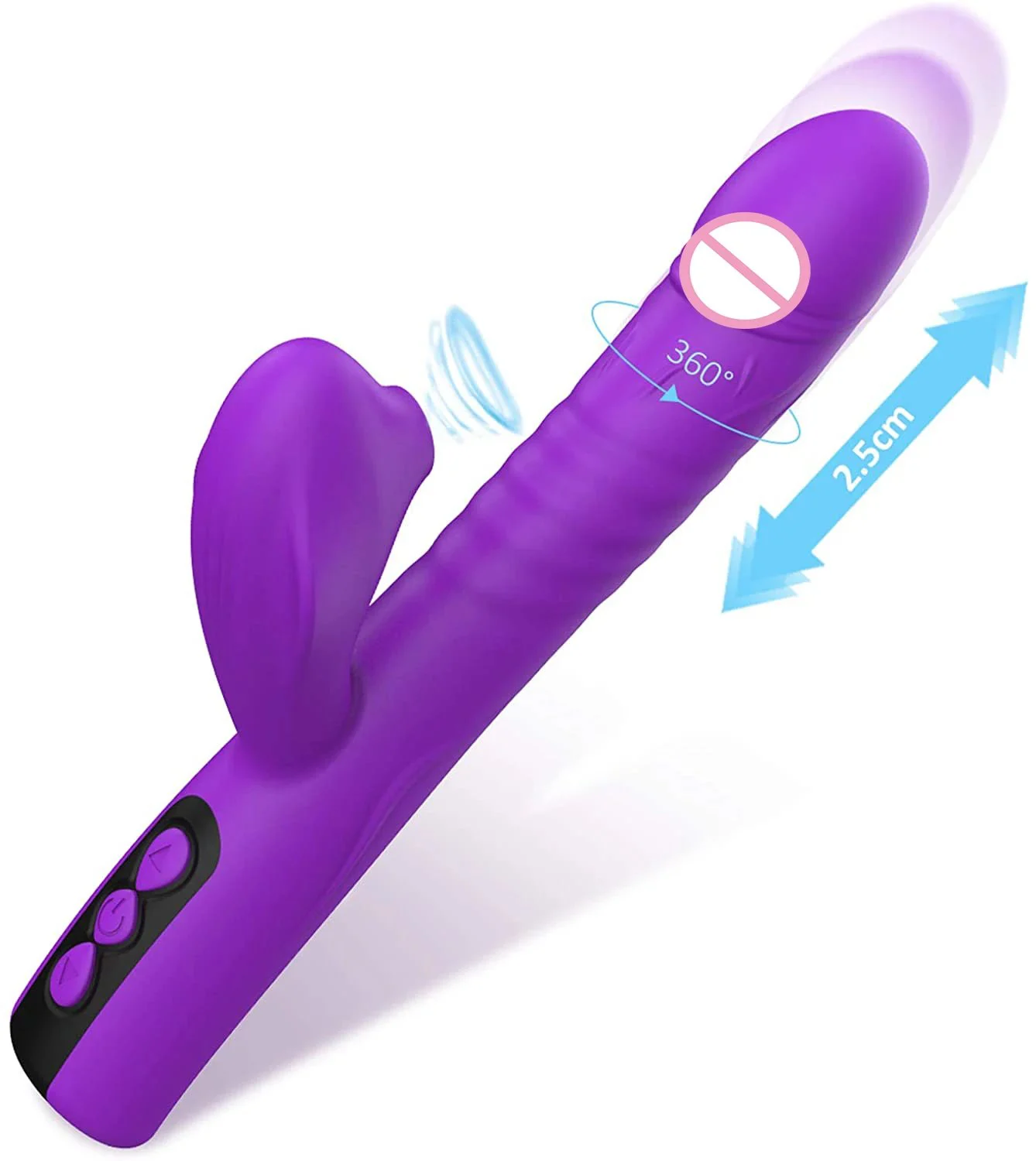 New Adult Automatic Telescopic Silicone Clitoris Orgasm G Spot Rabbit Vibrator Sex Toy for Women