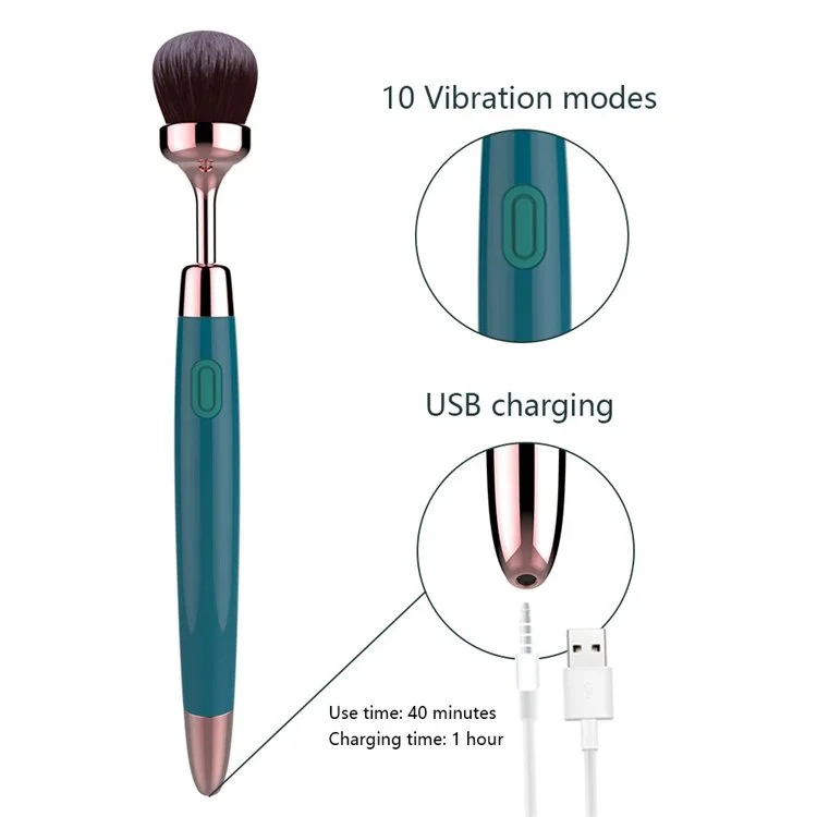 Nipple Clitoral Stimulator 10 Vibration Mode Silicone Makeup Brush Vibrator Discreet Sex Toy for Women
