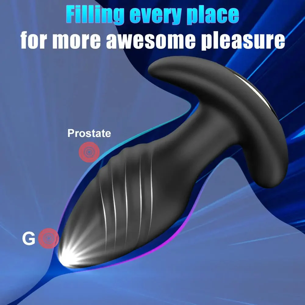 Black Rotating Anal Plug Prostate Massager with Multi-Frequency Vibration for Men and Women Gay Men Included Anal Sex Toys