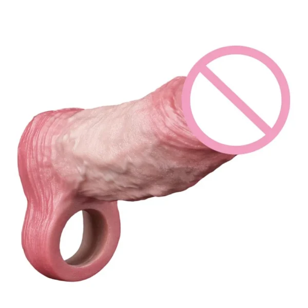 Regular Closed Mouth Wearable Male Penis Extender Simulation Dildo Sleeve Liquid Silicone Suitable for Male Sex Toys