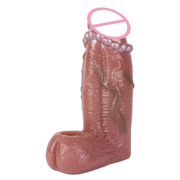 Reusable Extender Realistic Textured Extender Sheath for Men Cock Condom Penis Cuff Thickened Testicle Ring Male Sex Toy