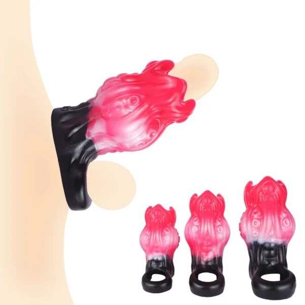 New Color Dog Knot Penis Sheath Male Cock Enlargement Sleeve Liquid Silicone Wearable Hollow Animal Dildo Sex Toys for Man