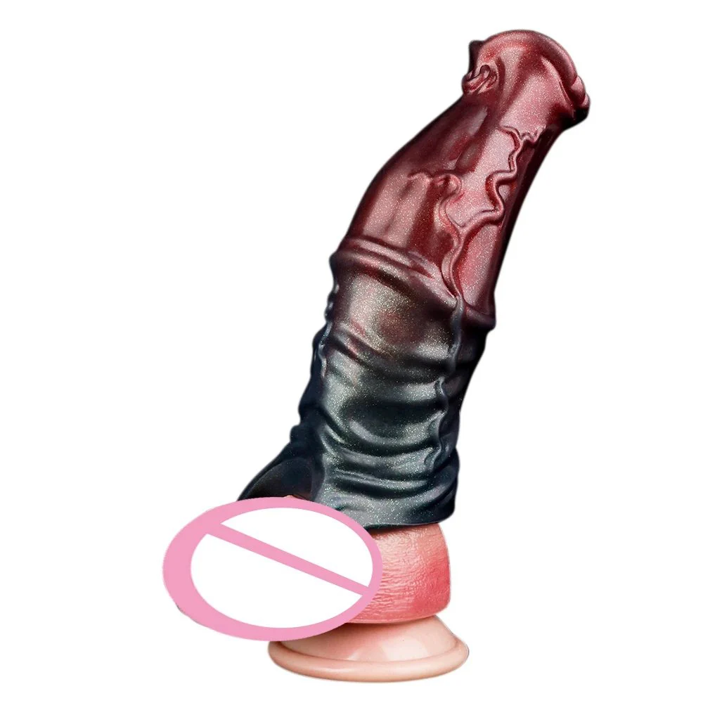 XL Monster Silicone Realistic Penis Sleeve with Penis Ring Cock Sleeve Extension Reusable Condom Sex Toys for Men